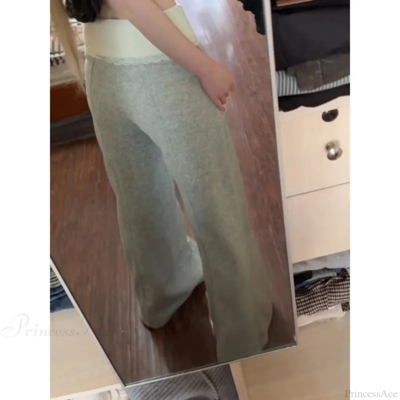 Lace Patchwork Basic Flare Pants