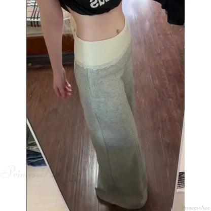 Lace Patchwork Basic Flare Pants