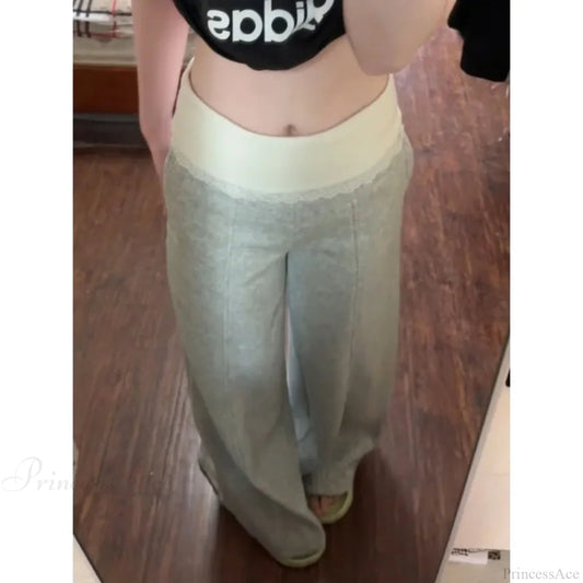 Lace Patchwork Basic Flare Pants
