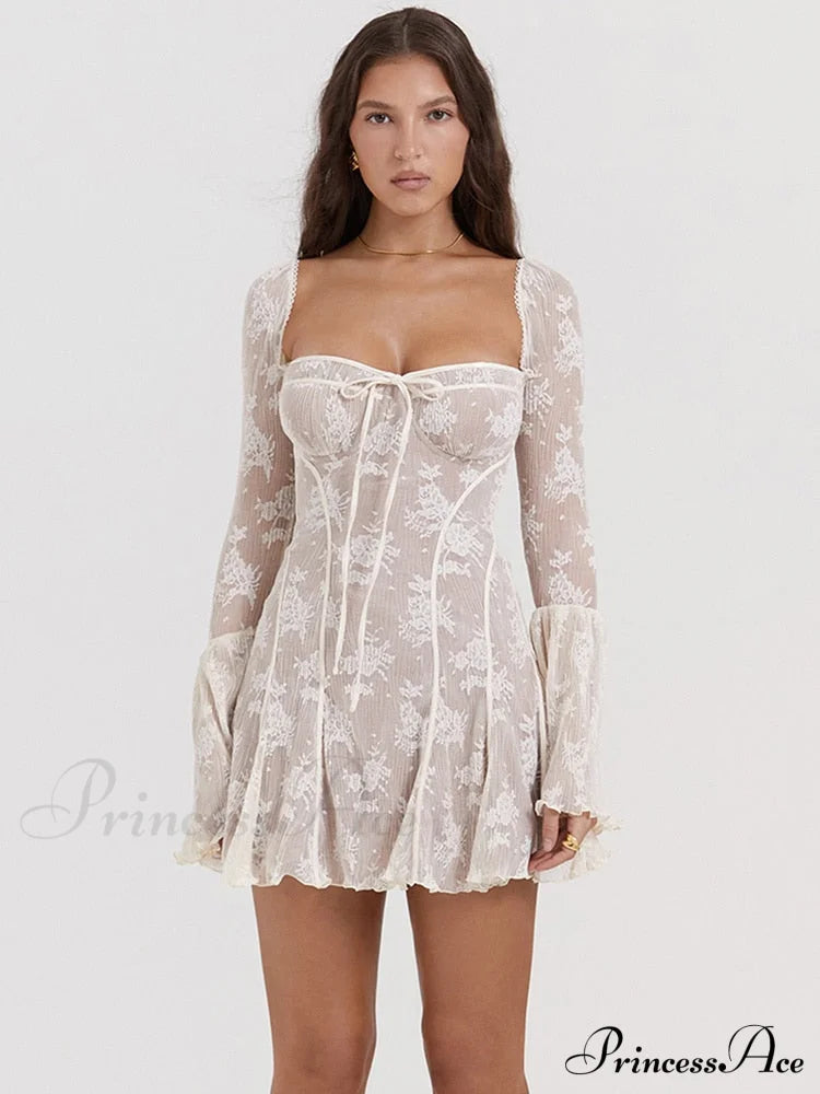 Lace Serenade Flare Charming Sleeve Mini Dress