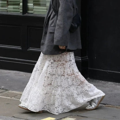Lace Sheer A-line See-through Skirt