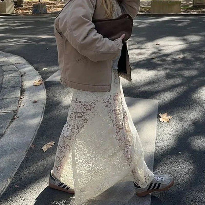 Lace Sheer A-line See-through Skirt