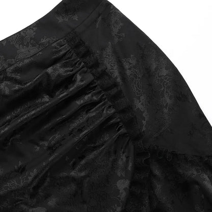 Lace Splicing Asymmetric Skirt