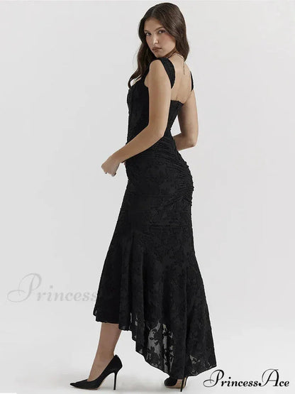 Lace Textured Strap Charming Wrap Midi Dress