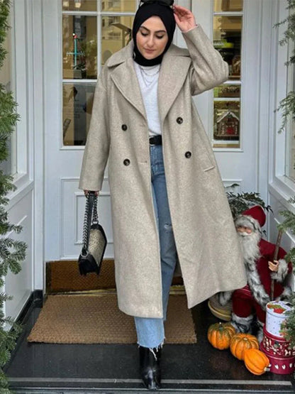Lace-up Mao Collar Big Lapel Overcoat