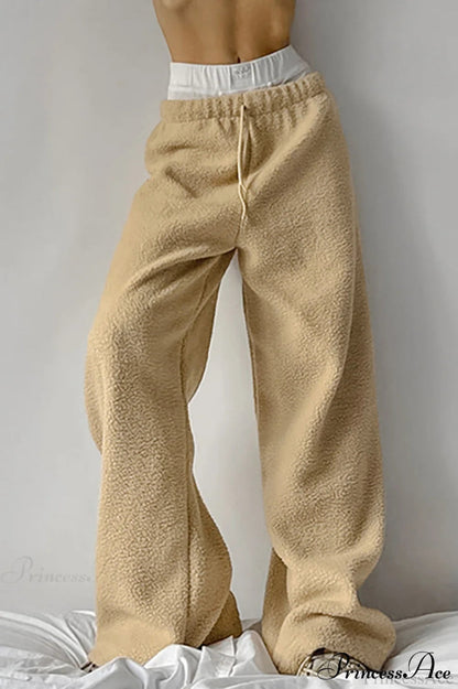 Lamb Fleece Tie Waist Sports Pants