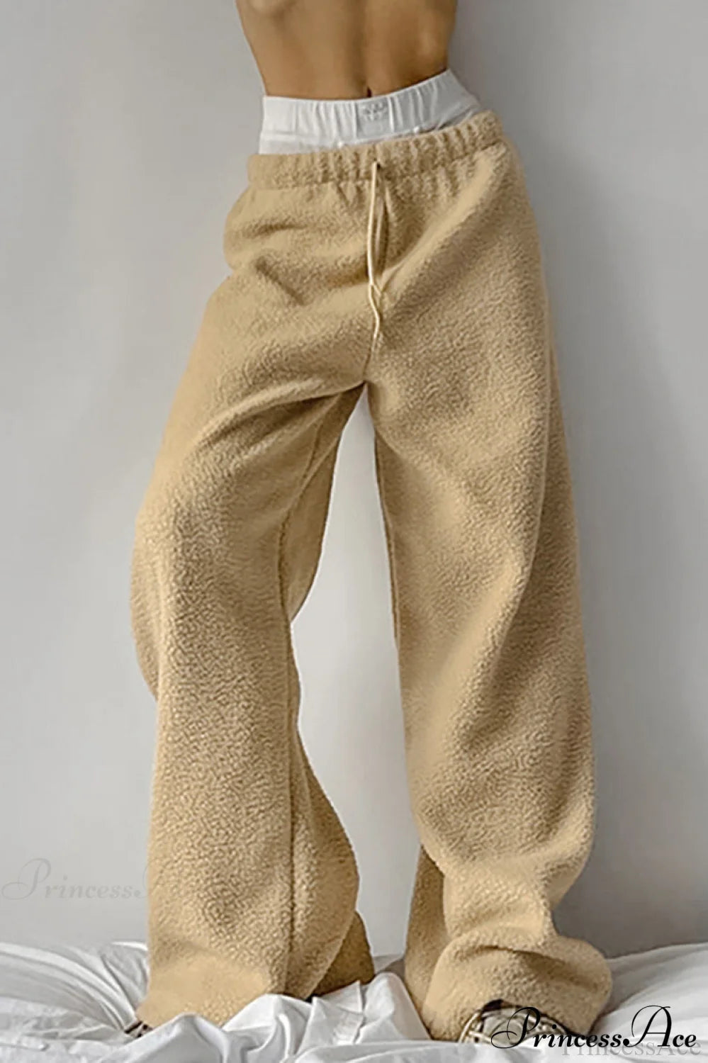 Lamb Fleece Tie Waist Sports Pants