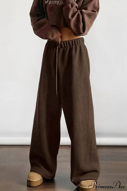 Lamb Fleece Tie Waist Sports Pants