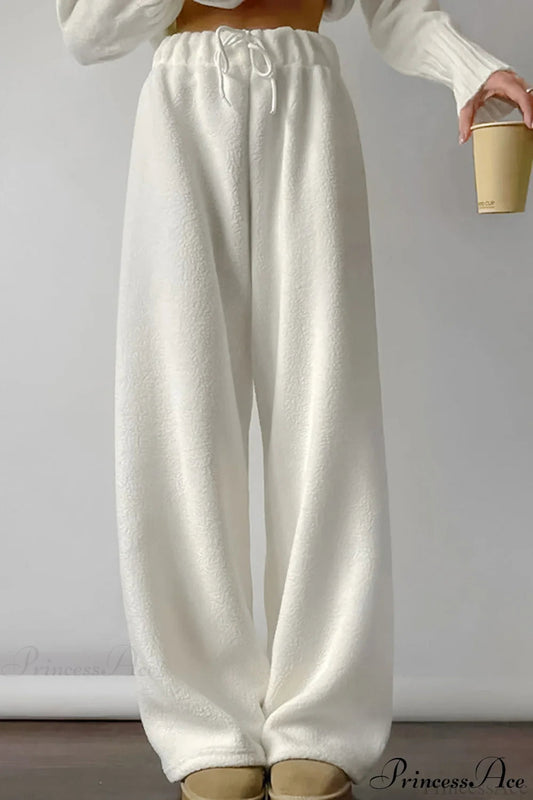 Lamb Fleece Tie Waist Sports Pants