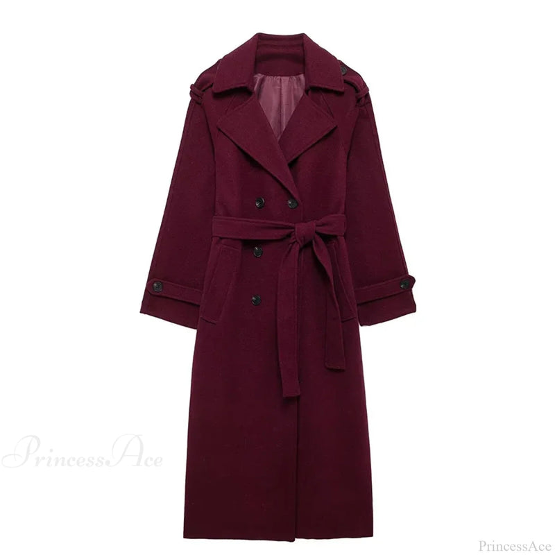 Lamb Wool Patchwork Leather Belted Overcoat