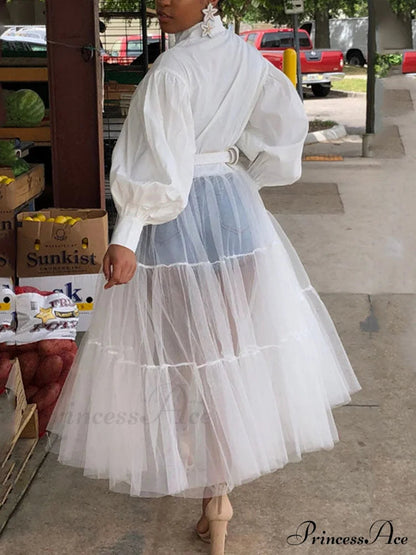 Lantern Sleeve Graceful Split Maxi Dress