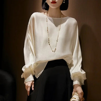 Lantern Sleeve Satin Blouse Blouse