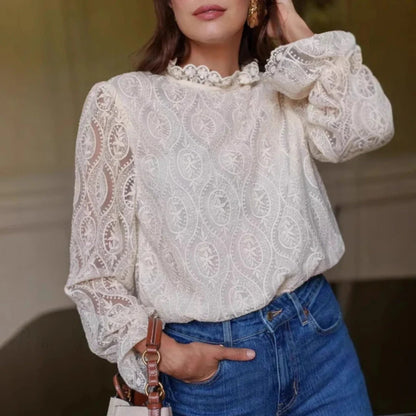 Lantern Sleeve Stand Neck Blouse