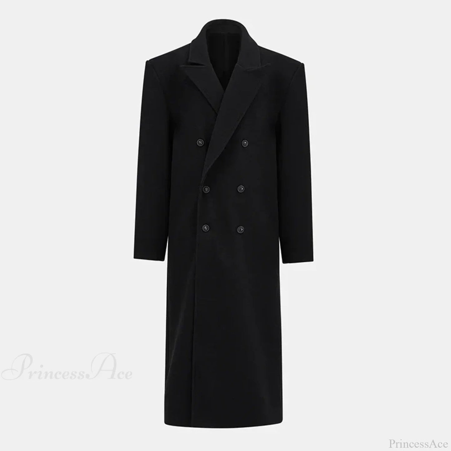 Lapel Woolen Double-breasted Shoulder Pad Overcoat