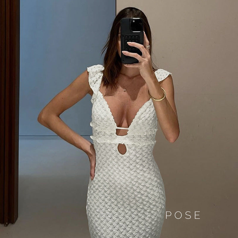 Abby Backless Lace-up Maxi Dress