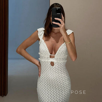 Abby Backless Lace-up Maxi Dress