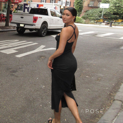 Abrianna Halter Backless Maxi Dress