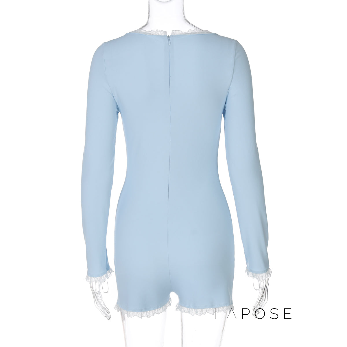Adalida Sky Blue Lace Romper
