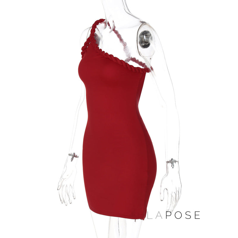 Adamari One-shoulder Pleated Mini Dress
