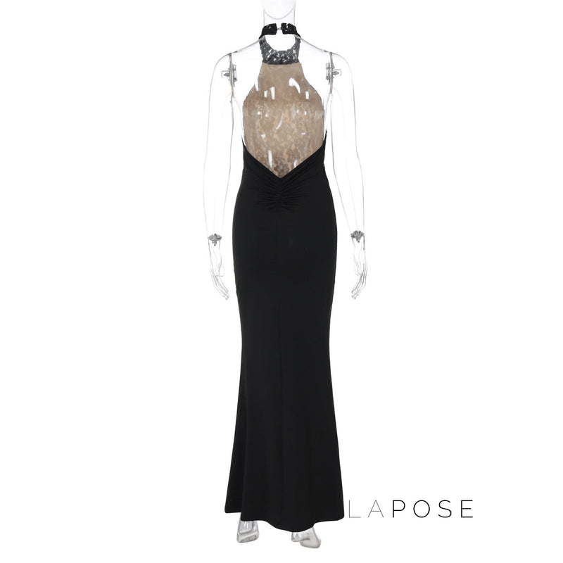 Addeline Halter Backless Maxi Dress