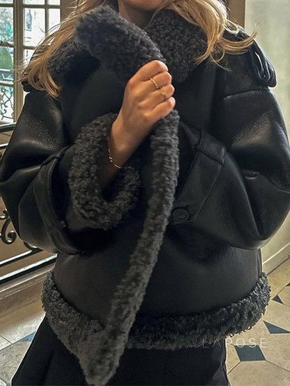 Aditri Faux Leather Long Coat