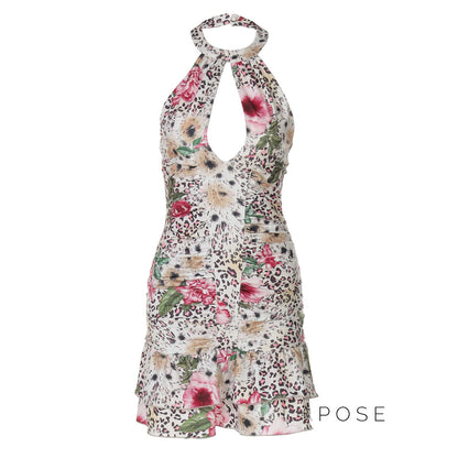 Aislyn Leopard Halter Mini Dress