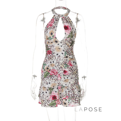 Aislyn Leopard Halter Mini Dress