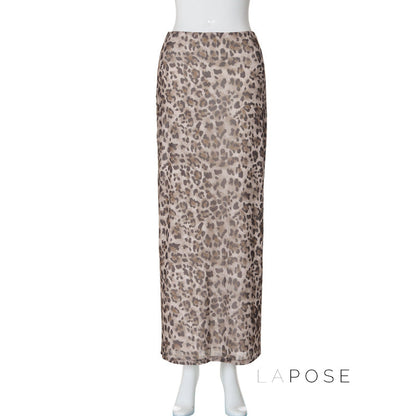 Alyssa Leopard Mesh Maxi Skirt