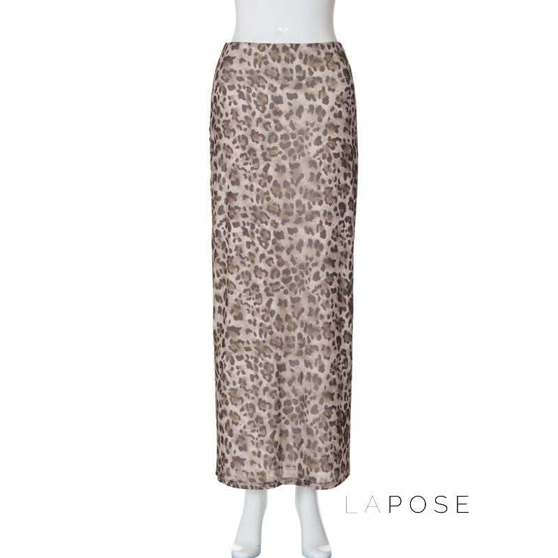 Alyssa Leopard Mesh Maxi Skirt