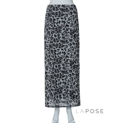 Alyssa Leopard Mesh Maxi Skirt