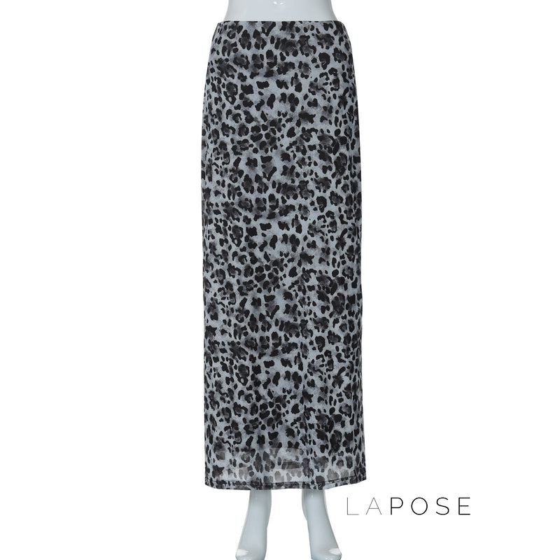 Alyssa Leopard Mesh Maxi Skirt