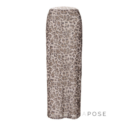 Alyssa Leopard Mesh Maxi Skirt