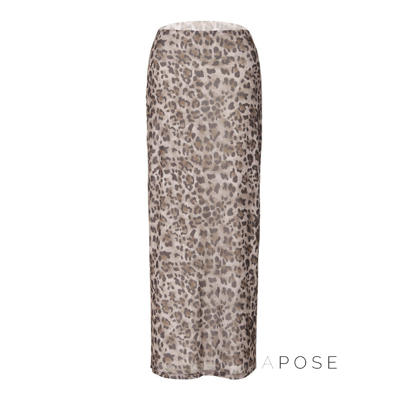 Alyssa Leopard Mesh Maxi Skirt