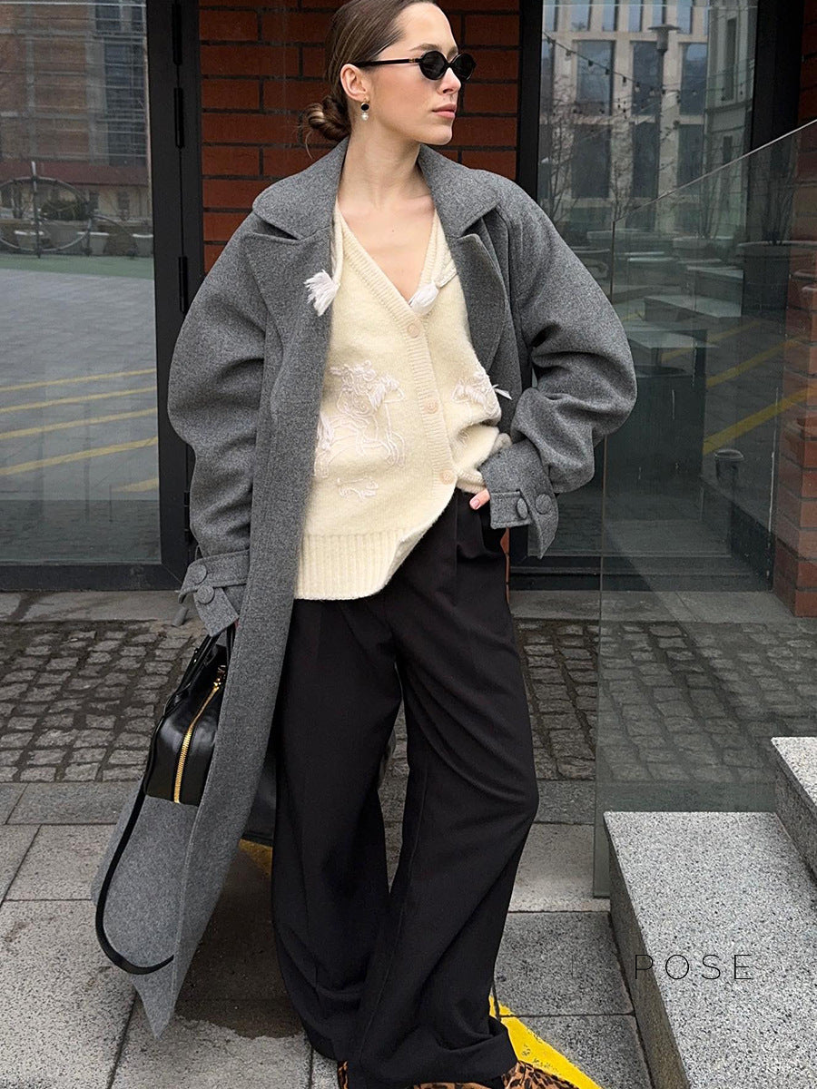 Amen Batwing Belted Wool Coat