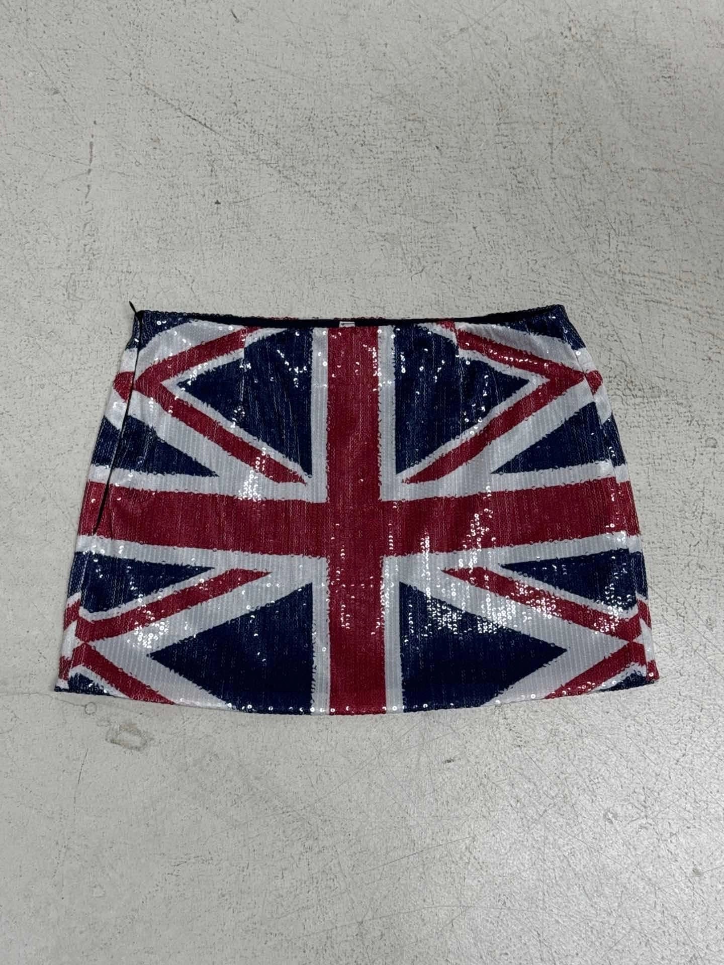 Uk Flag Sequin Mini Skirt