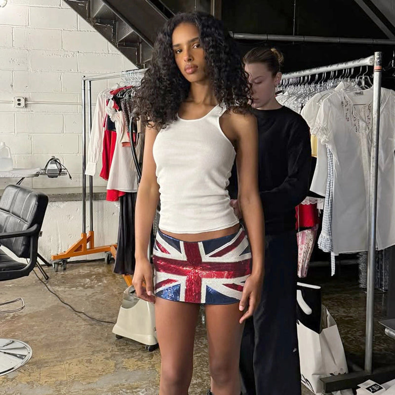 Uk Flag Sequin Mini Skirt