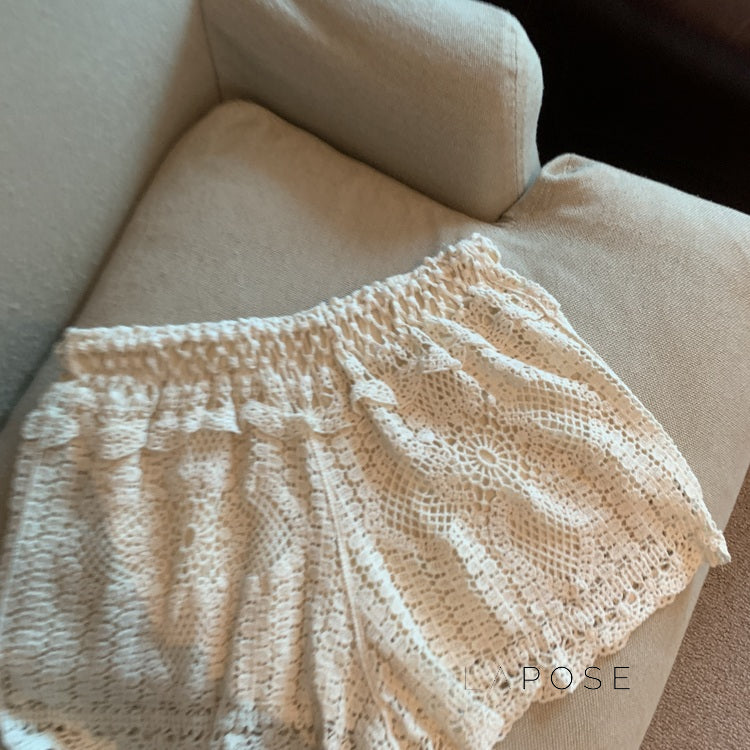 Amya Lace Knit Wide-leg Pants