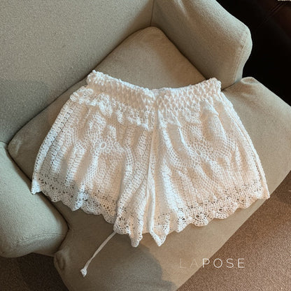 Amya Lace Knit Wide-leg Pants