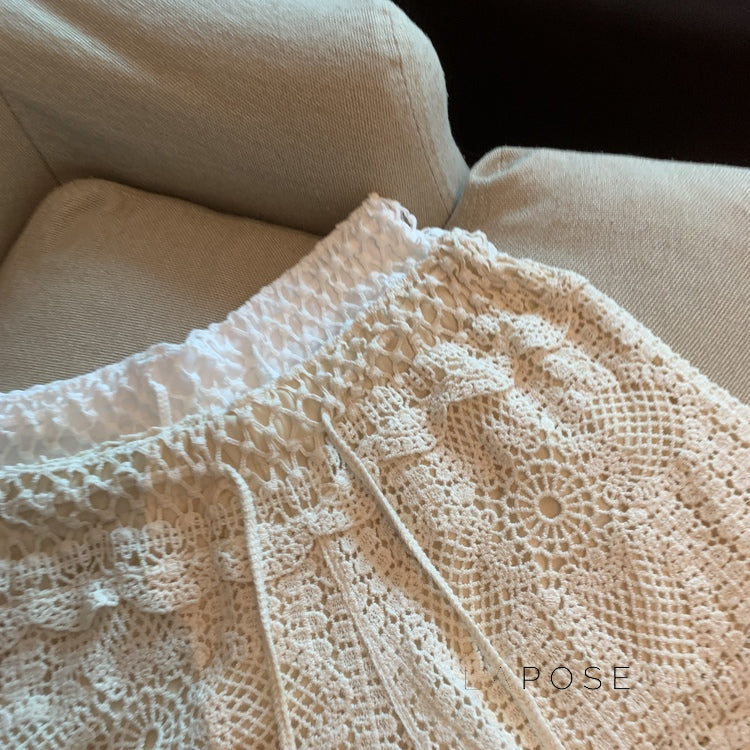 Amya Lace Knit Wide-leg Pants