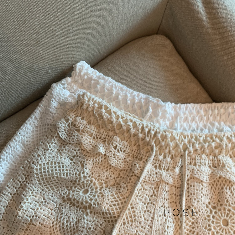 Amya Lace Knit Wide-leg Pants