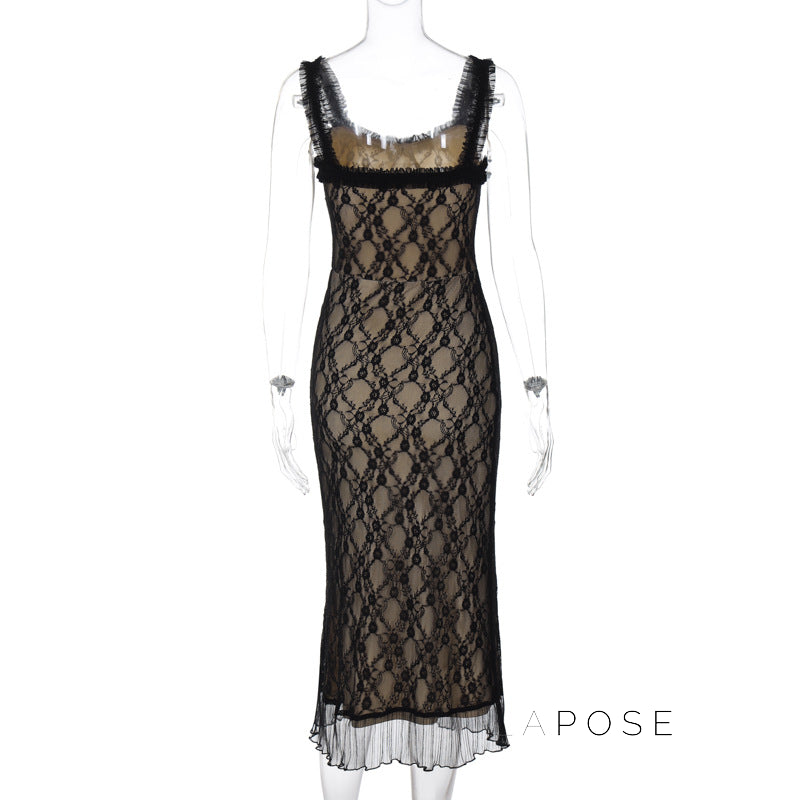 Anapaula Lace Sling Midi Dress