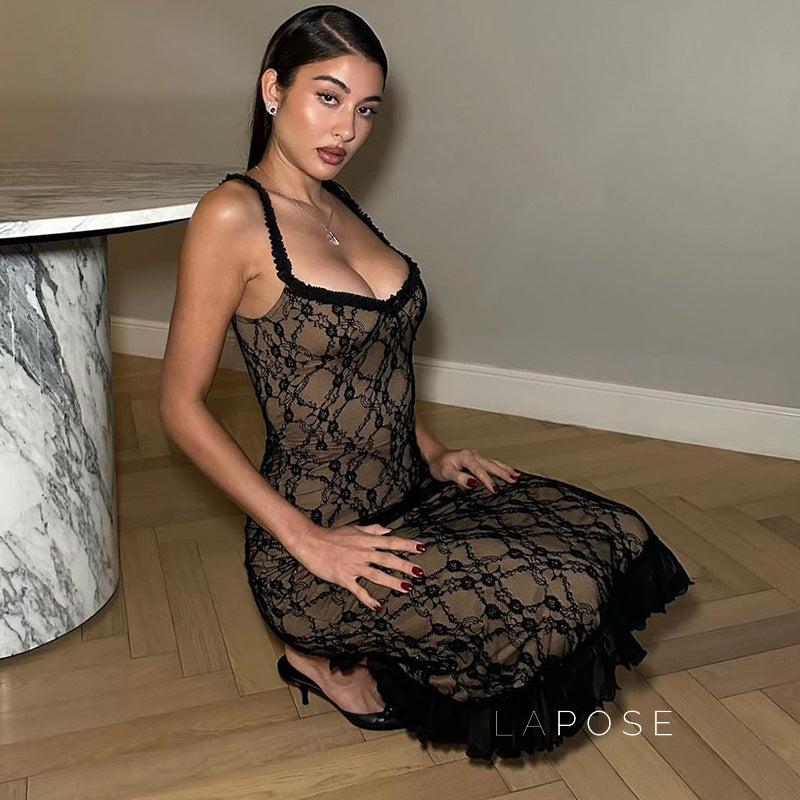 Anapaula Lace Sling Midi Dress