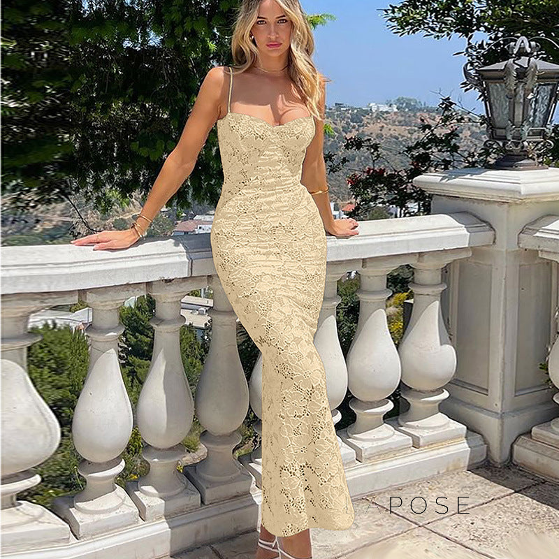 Ariadne Lace Backless Midi Dress
