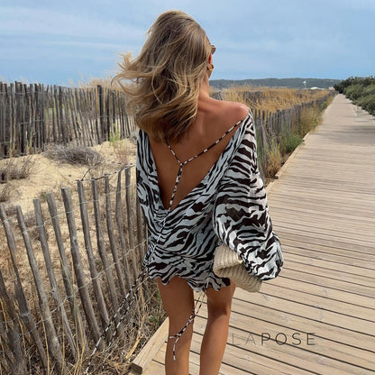 Arianna Zebra Print Mini Dress