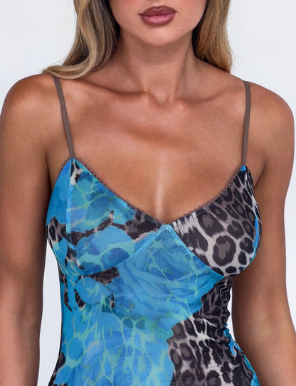 Arlette Radiant Maxi Dress - Blue Leopard