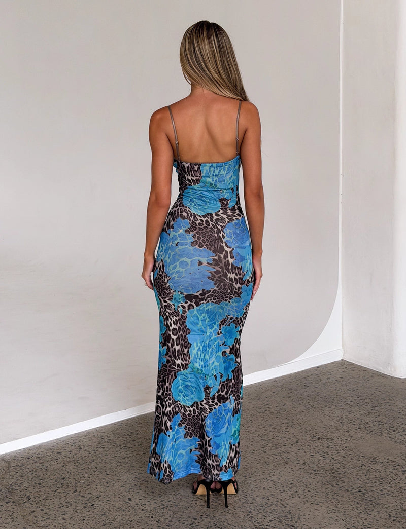 Arlette Radiant Maxi Dress - Blue Leopard