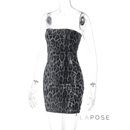 Ashlee Leopard Sequin Mini Dress
