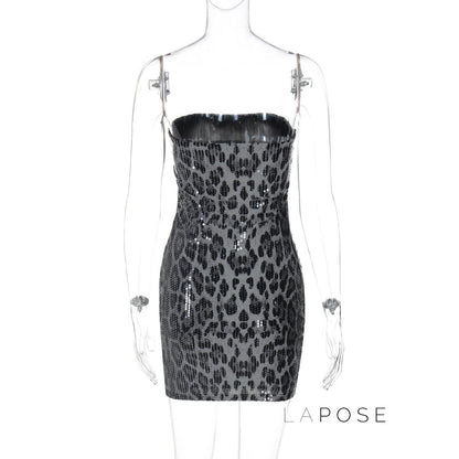 Ashlee Leopard Sequin Mini Dress