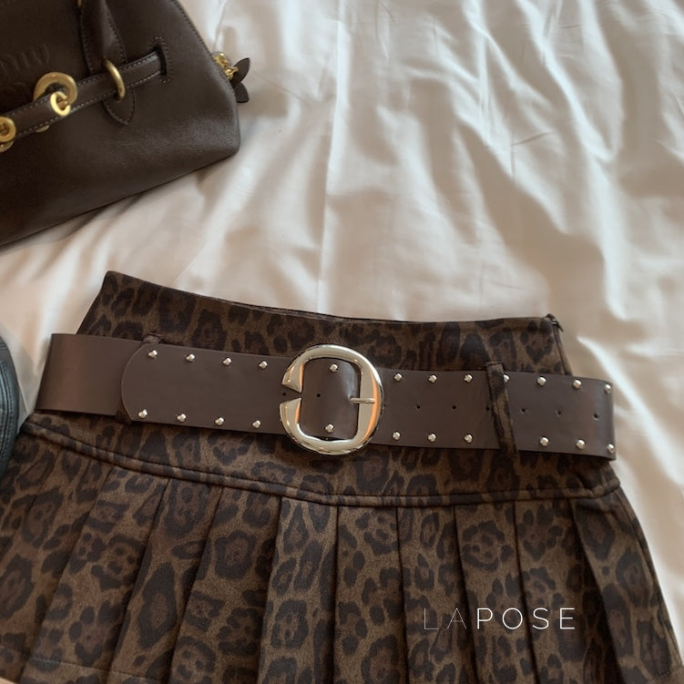 Avery Leopard Pleated Mini Skirt