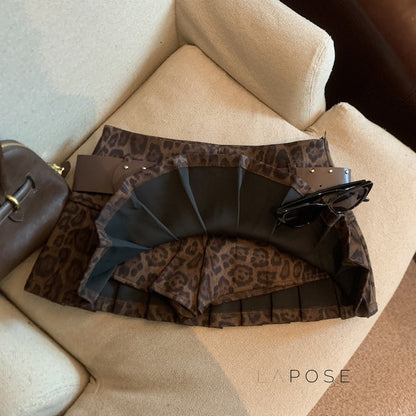 Avery Leopard Pleated Mini Skirt
